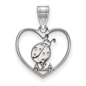Sterling Silver Alpha Sigma Alpha Heart Pendant